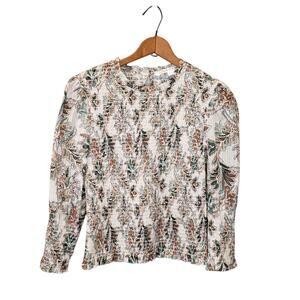 Veronica Beard Womens Cotton Kali Stone Paisley Smocked Top Size 2 Cottagecore